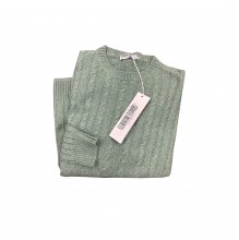 Pullover grün mit Zopfmuster aus Cashmere