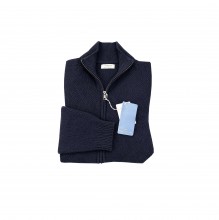 Strickjacke dunkelblau aus Wolle und Cashmere