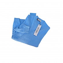 Pullover hellblau mit Zopfmuster aus Cashmere